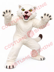 Adult White Wildcat Mascot Costume Full Body Plush Suit
