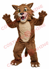 Adult Brown Wildcat Mascot Costume Full Body Plush Suit