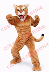 Adult Muscle Wildcat Mascot Costume Brown Plush Full Body