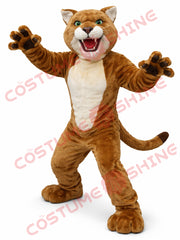Adult Brown Wildcat Mascot Costume Plush Full Body Suit