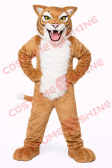 Adult Brown Wildcat Mascot Costume Plush Full Body Suit