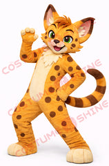 Adult Cartoon Wildcat Mascot Costume Full Body Plush Suit