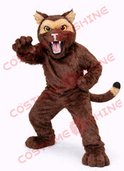 Adult Wildcat Mascot Costume Dark Brown Plush Roaring Full Body