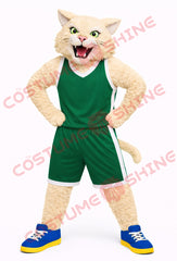 Adult Wildcat Mascot Costume Green Basketball Uniform Plush Suit