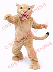 Adult Wildcat Mascot Costume Tan Plush Full Body