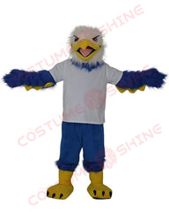 Bald Eagle Mascot Costume with Blue and White Sports Outfit