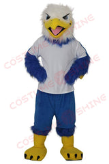 Bald Eagle Mascot Costume with Blue and White Sports Outfit