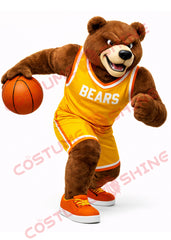 Adult Bear Basketball Mascot Costume Yellow Sports Uniform