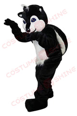 Black and White Raccoon Mascot Costume with Fluffy White Belly