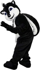 Black and White Raccoon Mascot Costume with Fluffy White Belly