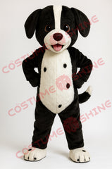 Black & White Dog Mascot Costume – Cute Plush Animal Character Suit