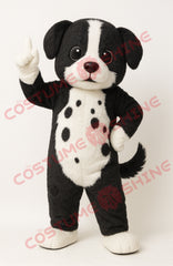 Black & White Dog Mascot Costume – Pointing Up Plush Character Suit