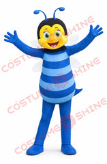 Blue Bee Mascot Costume for Adults – Plush Cheerful Mascot Suit