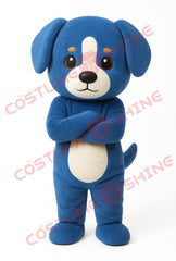 Blue Dog Mascot Costume – Cute Plush Character Suit with Arms Crossed
