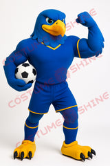 Blue Eagle Mascot Costume Adult Soccer Style Muscle Suit