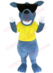 Blue Kangaroo Mascot Costume with Sunglasses and Yellow Shirt