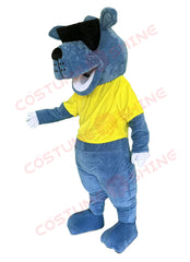 Blue Kangaroo Mascot Costume with Sunglasses and Yellow Shirt
