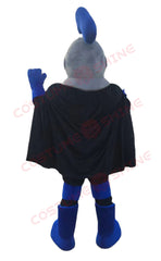 Blue Knight Mascot Costume with Silver Helmet – Medieval Warrior Character