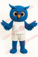 Blue Owl Mascot Costume for Adults – Plush Suit with White Sports Outfit