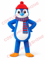 Blue Penguin Mascot Costume for Adults – Plush Hat & Scarf Suit