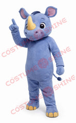 Blue Rhino Mascot Costume for Adults – Custom Plush Suit