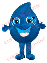 Water Drop Mascot Costume Adult Blue Environmental Character