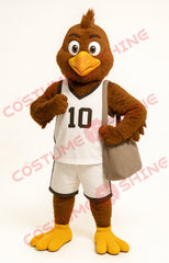 Brown Chicken Mascot Costume for Adults with White Basketball Outfit