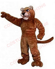Brown Cougar Mascot Costume with Muscular Body and Tail