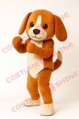 Brown Dog Mascot Costume – Cute Plush Character Suit in Boxing Pose