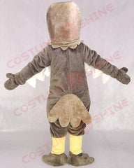 Brown Hawk Mascot Costume with White Belly and Yellow Legs
