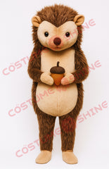 Brown Hedgehog Mascot Costume for Adults with Acorn – Plush Full Body Suit