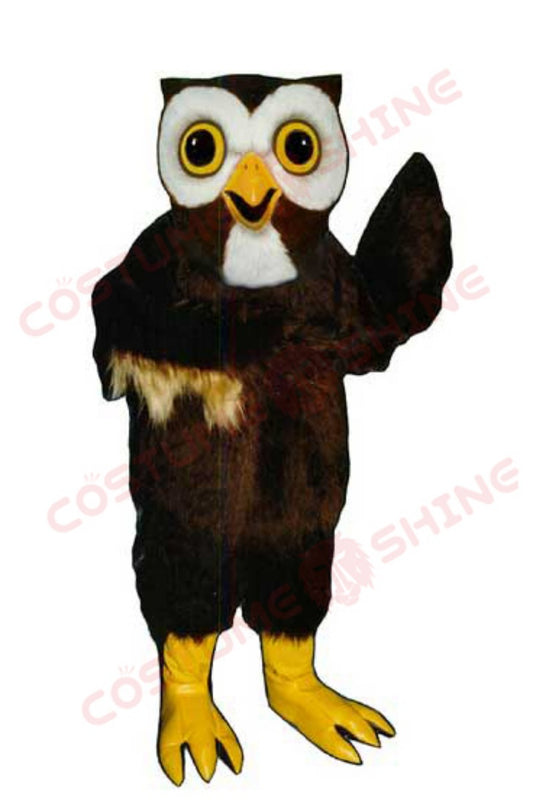 Brown Owl Mascot Costume for Adults – Plush Bird Suit with Yellow Beak & Feet
