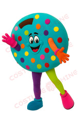 Colorful Cookie Mascot Costume with Sprinkles and Smiling Face