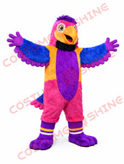 Colorful Parrot Mascot Costume Adult with Pink Purple Blue Wings