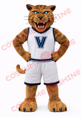 Cougar Mascot Costume Adult Basketball Uniform White & Blue