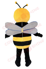 Yellow Bee Mascot Costume – Plush Insect Suit with Antennae and Wings