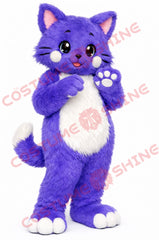 Cute Purple Cat Mascot Costume Adult Plush Cartoon Animal Outfit