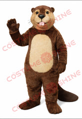 Dark Brown Beaver Mascot Costume Adult Cream Belly Plush Outfit