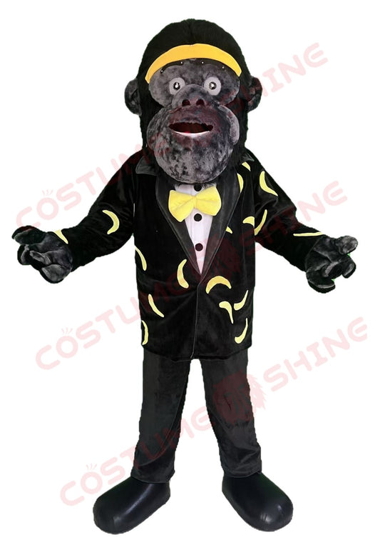 Gorilla Mascot Costume for Adults – Funny Banana Suit with Tuxedo & Bow Tie