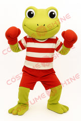 Green Frog Mascot Costume with Red Boxing Outfit for Adults