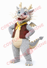 Gray Dragon Mascot Costume Adult Vest Scarf Style