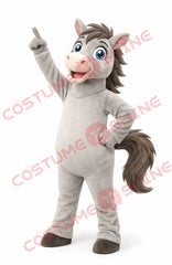Gray Horse Mascot Costume for Adults – Plush Full Body Suit