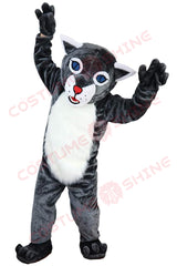 Gray Panther Mascot Costume with White Belly – School, Sports & Event Outfit