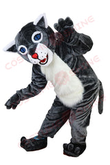 Gray Panther Mascot Costume with White Belly – School, Sports & Event Outfit
