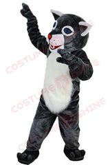 Gray Panther Mascot Costume with White Belly – School, Sports & Event Outfit