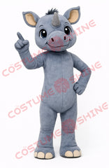 Gray Rhino Mascot Costume for Adults – Custom Plush Suit