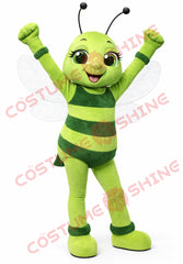 Green Bee Mascot Costume for Adults – Plush Cheerful Mascot Suit
