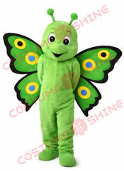 Green Butterfly Mascot Costume for Adults Plush Full Body Suit