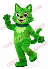 Green Cat Mascot Costume Adult Plush Cartoon Character Outfit