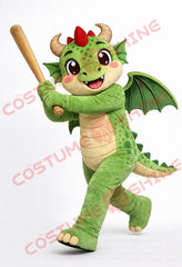Green Dragon Mascot Costume Adult Batting Style